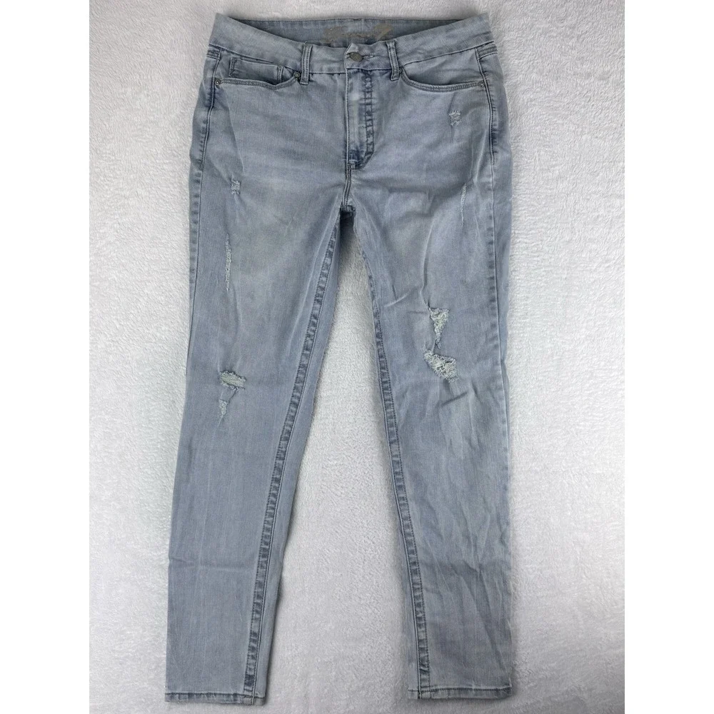 Seven 7‎ Jeans Womens Blue Tummyless High Rise Skinny Distressed Jeans Size 14